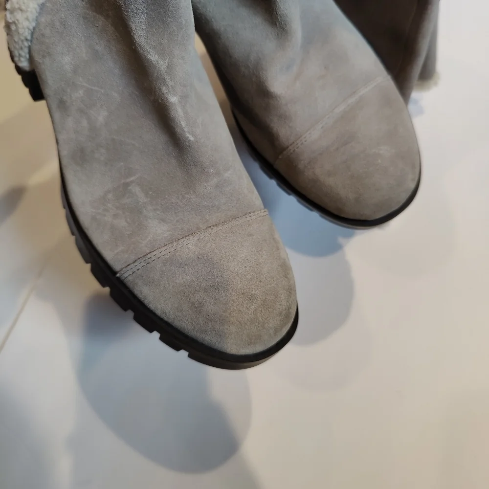 Karl Lagerfeld Gray Suede Knee High Boots